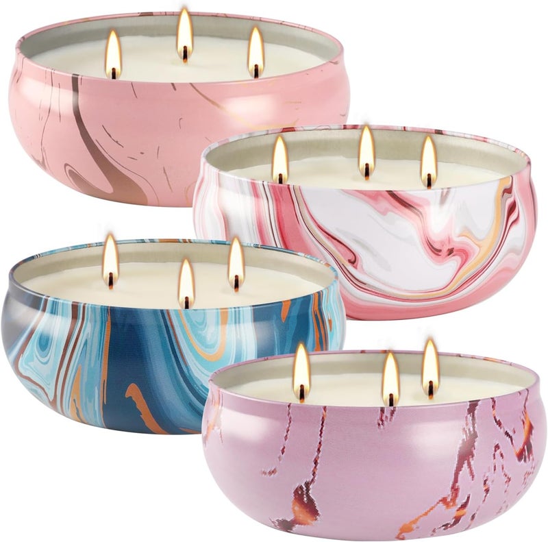CLTNIKET 4 Pack Citronella Candles-3 Wick Scented Candles,Outdoor Candle Bulk 12 oz Large Candle Gift for Patio,Summer Gifts,Anniversaries GIF. - Image 1